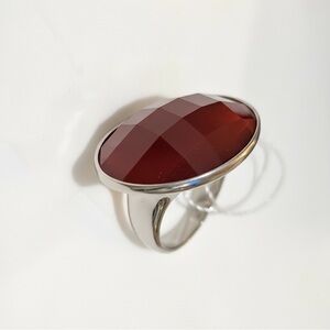 CALVIN KLEIN RING CONTINUITY Stainless Steel Round Red Agate